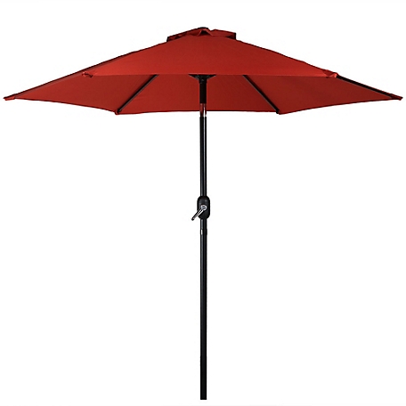 Sunnydaze Decor Aluminum Patio Umbrella with Tilt and Crank, 7.5 ft. x 7 ft., 1.5 in. Pole, For 30-36 in. Table, Orange, ECG-401