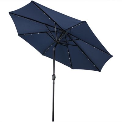 Sunnydaze Decor 9 ft. Navy Blue Aluminum Patio Umbrella with Tilt/Crank Function, 8 ft. H, 1.5 in. Pole, 11 lb.