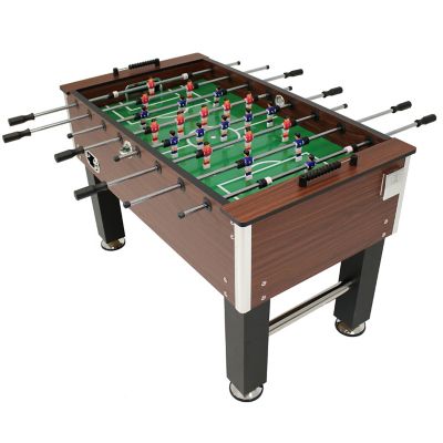 Sunnydaze Decor Faux Wood Foosball Game Table with Folding Drink Holders, 55.5 in. L x 52 in. W x 36 in. H Overall