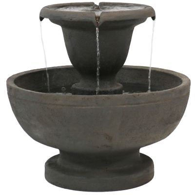 Sunnydaze Decor 25 in. 2-Tier Outdoor Electric Polyresin Streaming Falls Water Fountain