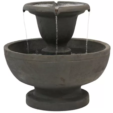 Sunnydaze Decor 25 in 2-Tier Polyresin Outdoor Electric Water Fountain Fountains