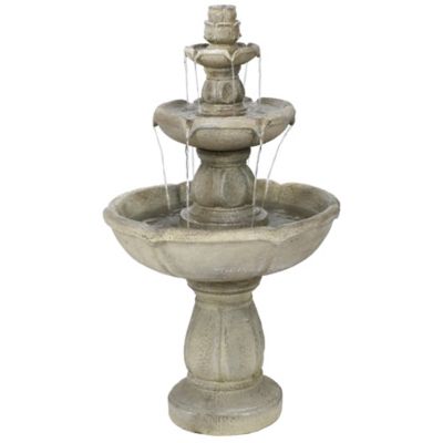 Sunnydaze Decor 35 in. 3-Tier Outdoor Electric Fiberglass Birds' Delight Bird Bath Water Fountain