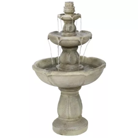 Sunnydaze Decor 35 in 3 Tier Fiberglass Outdoor Electric Birdbath Water Fountain for Bird Enjoyment Fountains