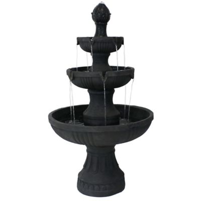 Sunnydaze Decor 43 in. Flower Blossom Outdoor Electric Water Fountain, Black