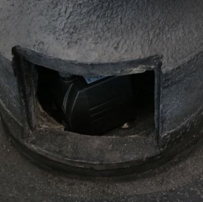 Image showing  43 in. H Electric Fiberglass and Resin 3-Tier Flower Blossom Outdoor Water Fountain, Black Finish, FC-73643-BLK