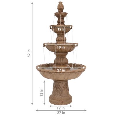 Image showing 10 th Sunnydaze Decor 52 in. H Electric Fiberglass and Resin 4-Tier Pineapple Top Outdoor Water Feature, Tan, FC-73650
