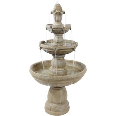 Sunnydaze Decor 48 in. H Electric Fiberglass 3-Tier Outdoor Water Fountain, FC-73688