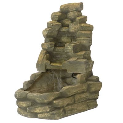 Sunnydaze Decor 37 in. H Electric Fiberglass Stone Falls Waterfall Outdoor Water Fountain, FC-73720