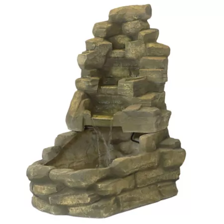 Sunnydaze Decor 37 in Fiberglass Electric Outdoor Water Fountain with Height Rockfall Waterfall FC-73720 Fountains