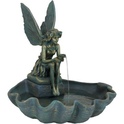 Sunnydaze Decor 30 in. H Electric Fiberglass Fairy Shell Outdoor Water Fountain, FC-73724