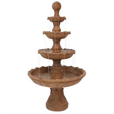 Sunnydaze Decor 80 in. H Electric Fiberglass and Resin 4-Tier Ball Top Outdoor Water Fountain, FC-73803