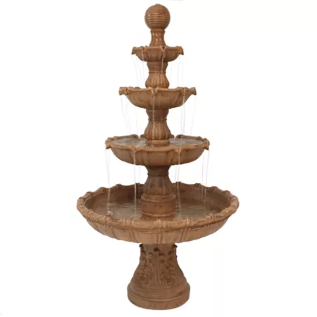 Sunnydaze Decor 80 in 4-Tier Fiberglass and Resin Electric Outdoor Water Fountain with Spherical Top FC-73803 Fountains