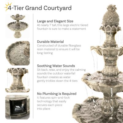 Image showing  80 in. Outdoor Electric Grand Courtyard Water Fountain, Earth
