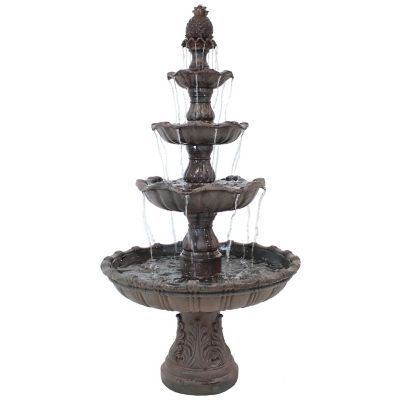 Sunnydaze Decor 80 in. Outdoor Electric Grand Courtyard Water Fountain, Black