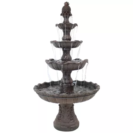 Sunnydaze Decor 80 inch 4-Tier Outdoor Electric Water Fountain Large Yard Black Fountains