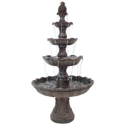 Sunnydaze Decor 80 in. Outdoor Electric Grand Courtyard Water Fountain, Chestnut