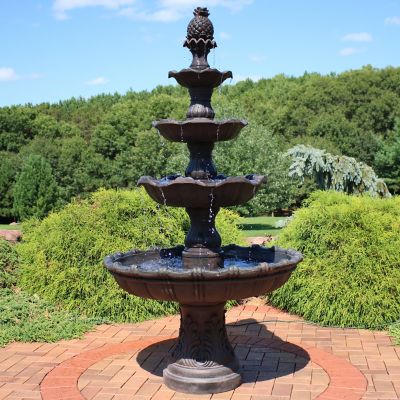 Image showing  80 in. Outdoor Electric Grand Courtyard Water Fountain, Chestnut