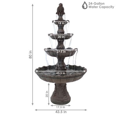 Image showing  80 in. Outdoor Electric Grand Courtyard Water Fountain, Chestnut