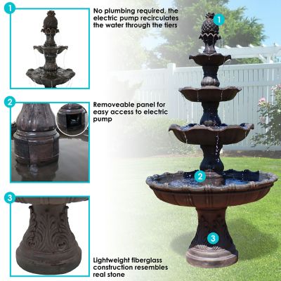 Image showing  80 in. Outdoor Electric Grand Courtyard Water Fountain, Chestnut