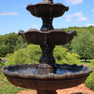Image showing 5 th Sunnydaze Decor 80 in. Outdoor Electric Grand Courtyard Water Fountain, Chestnut
