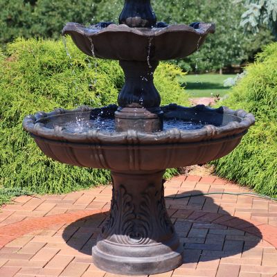 Image showing 6 th Sunnydaze Decor 80 in. Outdoor Electric Grand Courtyard Water Fountain, Chestnut