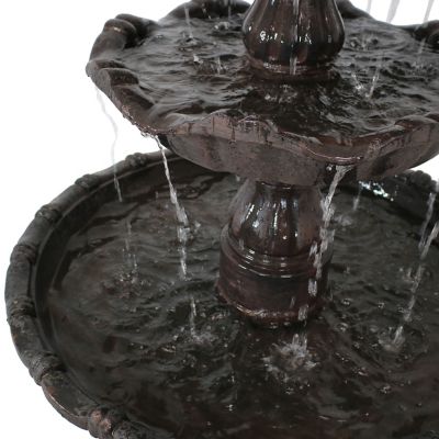 Image showing 9 th Sunnydaze Decor 80 in. Outdoor Electric Grand Courtyard Water Fountain, Chestnut