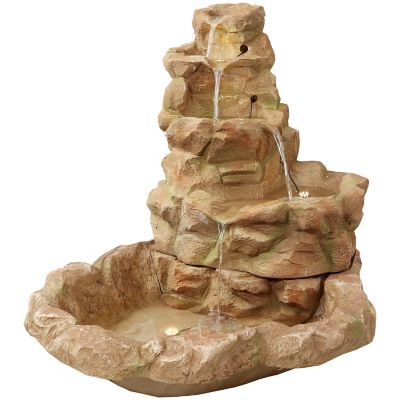 Sunnydaze Decor 42 in. Lighted Stone Springs Outdoor Water Fountain with LED