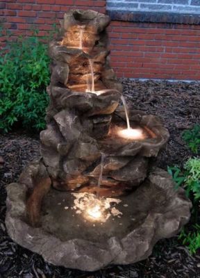 Image showing  42 in. Lighted Stone Springs Outdoor Water Fountain with LED, FC-73882