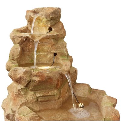 Image showing  42 in. Lighted Stone Springs Outdoor Water Fountain with LED, FC-73882