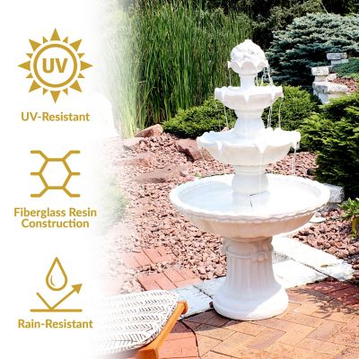 Image showing  52 in. 4-Tier Outdoor Electric Fiberglass Fruit Top Water Fountain, White Finish