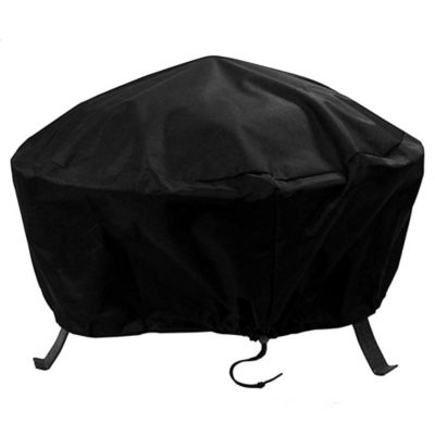 Sunnydaze Decor Weather-Resistant PVC & 300D Polyester Round Fire Pit Cover with Drawstring & Toggle Closure, 40 in. Black