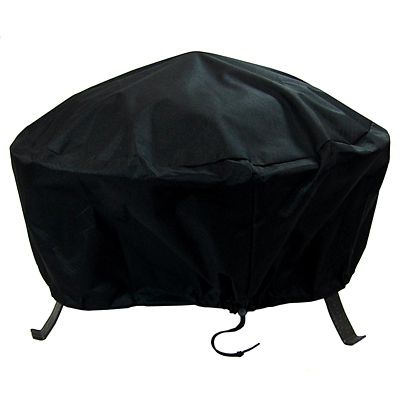 Sunnydaze Decor Outdoor Heavy-Duty Weather-Resistant Vinyl PVC Round Fire Pit Cover with Drawstring Closure - 40 in. - Black
