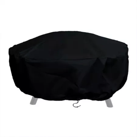 Sunnydaze Decor Round Weatherproof PVC and 300D Polyester Fire Pit Cover with Drawstring and Toggle Closure - 30 in - Black Furniture Covers & Protectors