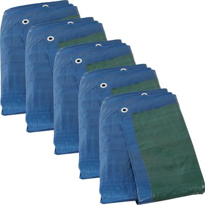 Sunnydaze Decor 16 ft. x 20 ft. Waterproof Multi-Purpose Tarps, Blue/Green, 5-Pack