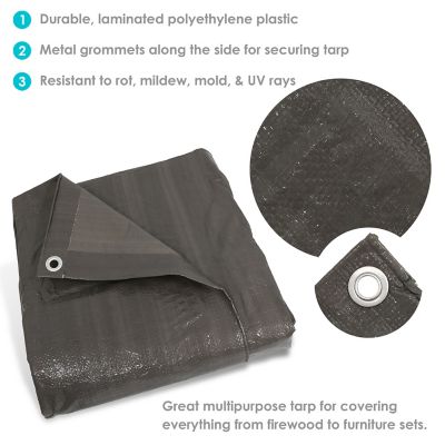 Image showing  16 ft. x 20 ft. Outdoor Heavy-Duty Multi-Purpose Plastic Reversible Protective Tarp Cover, Dark Gray