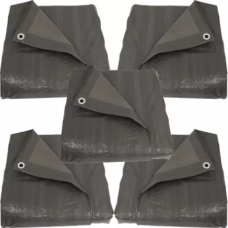 Sunnydaze Decor Versatile Heavy Duty Reversible Plastic Outdoor Tarp - 16' x 20' - Dark Gray - 5pk Tarps