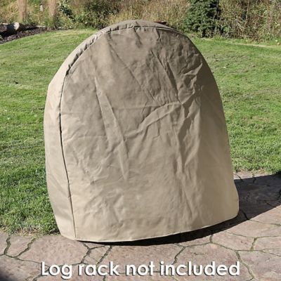 Image showing  Outdoor Weather-Resistant Durable Polyester with PVC Backing Firewood Log Hoop Cover - 40 in. - Khaki