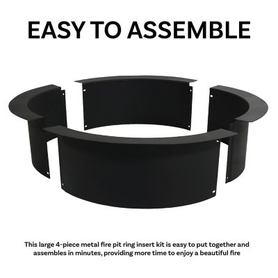 Image showing  30 in. Outdoor Heavy-Duty Steel Portable Above Ground or In-Ground Round Fire Pit Liner Ring, Black