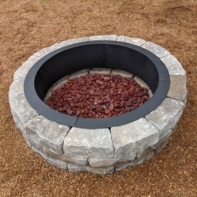 Image showing 7 th Sunnydaze Decor 30 in. Outdoor Heavy-Duty Steel Portable Above Ground or In-Ground Round Fire Pit Liner Ring, Black
