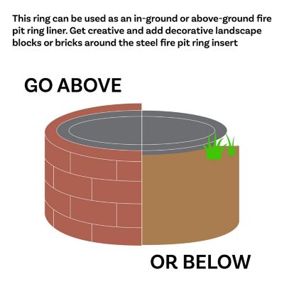 Image showing 9 th Sunnydaze Decor 30 in. Outdoor Heavy-Duty Steel Portable Above Ground or In-Ground Round Fire Pit Liner Ring, Black