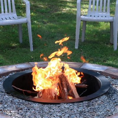 Image showing  36 in. Outdoor Heavy-Duty Steel Portable Above Ground or In-Ground Round Fire Pit Liner Ring, Black