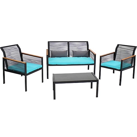 Sunnydaze Decor Coachford Resin Rattan Outdoor Patio Furniture Set, 4 pc.