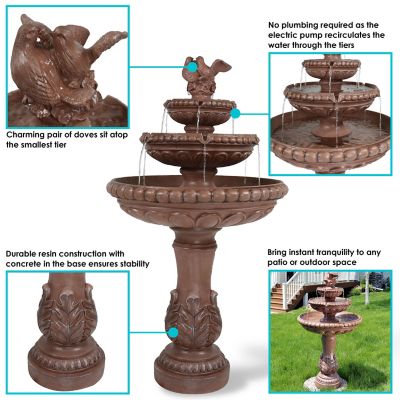 Image showing  43 in. 3-Tier Outdoor Dove Pair Water Fountain