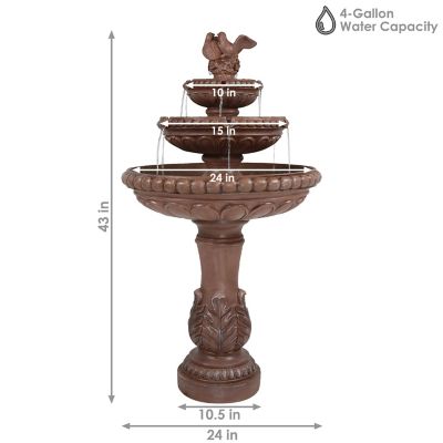 Image showing  43 in. 3-Tier Outdoor Dove Pair Water Fountain