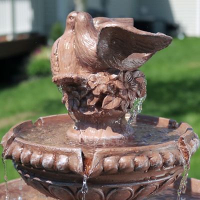 Image showing 5 th Sunnydaze Decor 43 in. 3-Tier Outdoor Dove Pair Water Fountain