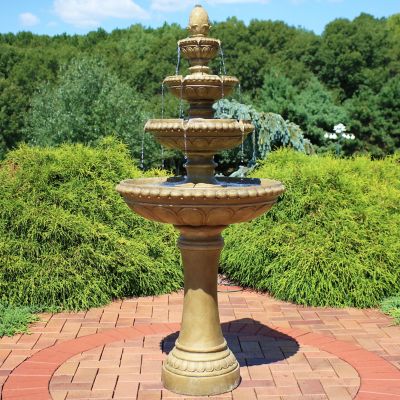 Image showing 1 th Sunnydaze Decor 65 in. 4-Tier Outdoor Patio Electric Eggshell Water Fountain