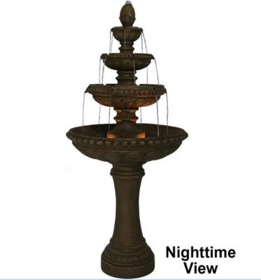 Image showing 2 th Sunnydaze Decor 65 in. 4-Tier Outdoor Patio Electric Eggshell Water Fountain