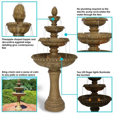 Image showing 5 th Sunnydaze Decor 65 in. 4-Tier Outdoor Patio Electric Eggshell Water Fountain