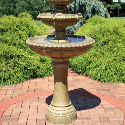 Image showing 8 th Sunnydaze Decor 65 in. 4-Tier Outdoor Patio Electric Eggshell Water Fountain