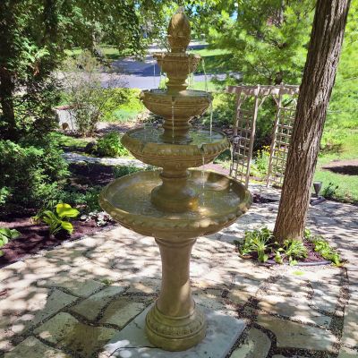 Image showing 9 th Sunnydaze Decor 65 in. 4-Tier Outdoor Patio Electric Eggshell Water Fountain